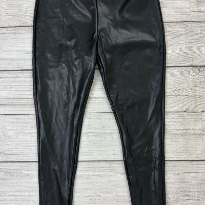 SPANX ASSETS ALL OVER FAUX LEATHER 1X Black Pull On Stretch Shaping Leggings